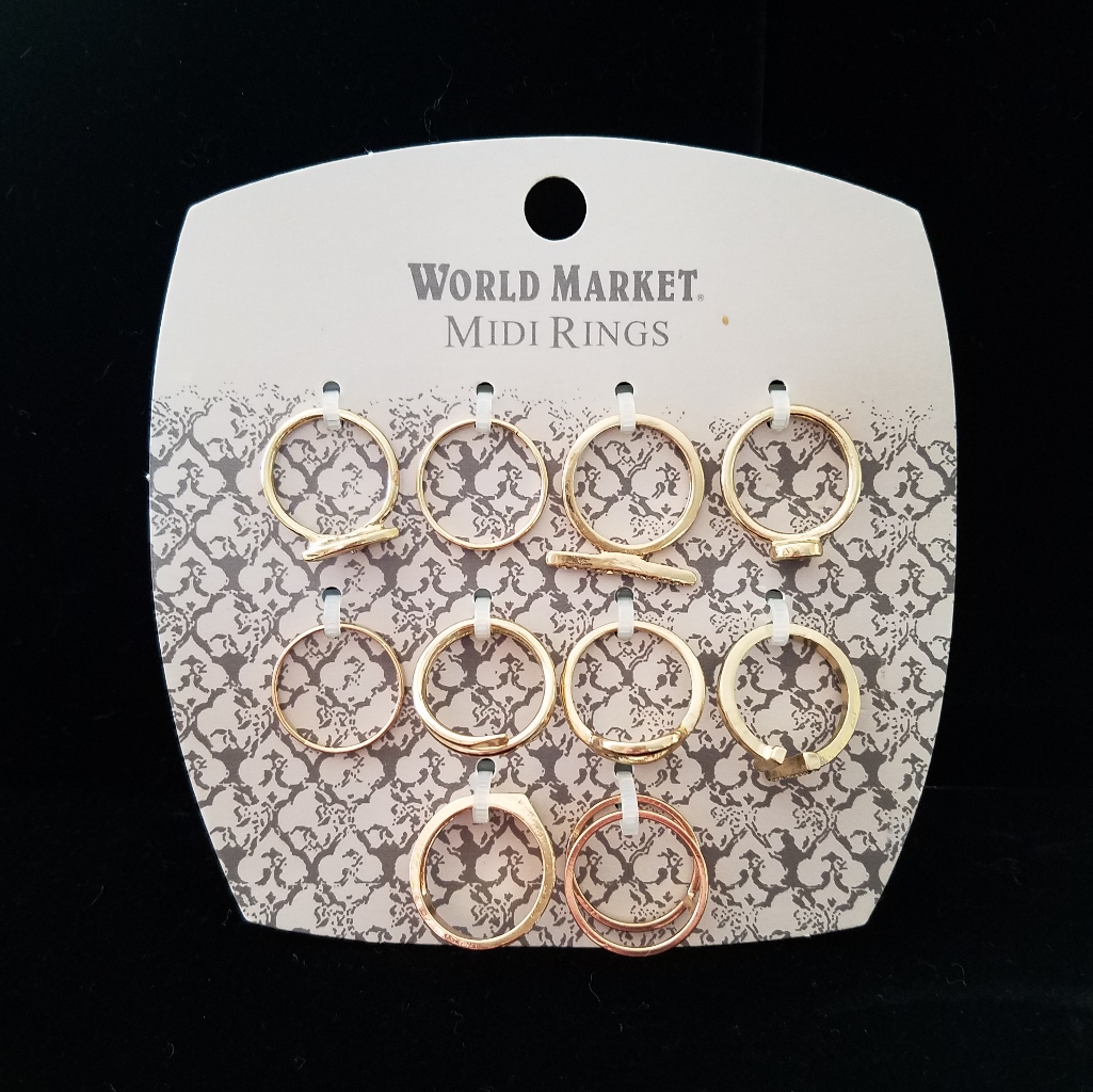 Brand New - Set Of 10 Gold-Tone Midi Rings 10$